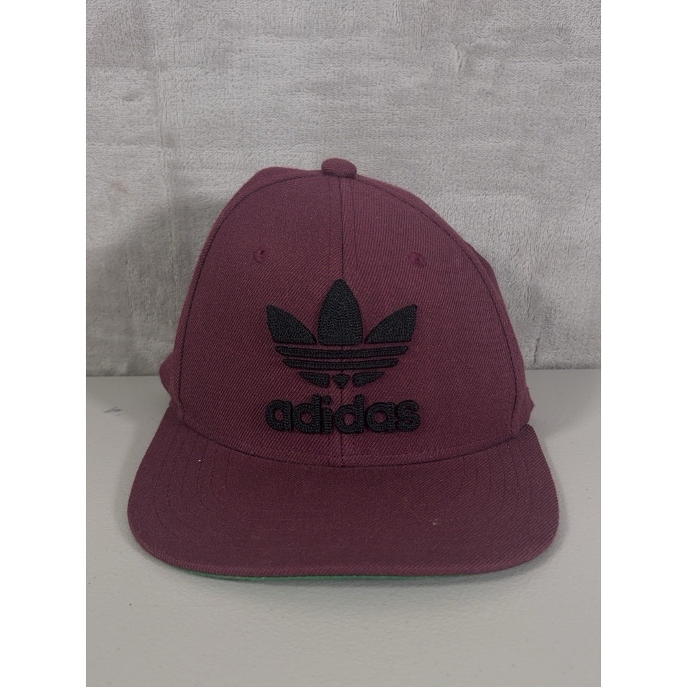 Adidas Originals Snapback Hat Mens Red Black Trefoil Flat Brim Adjustable Cap